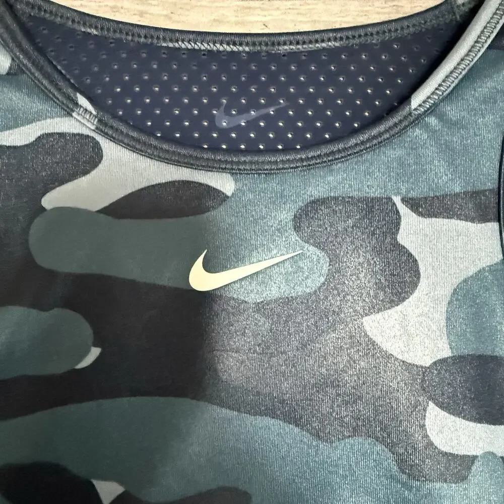 Nike Dri-FIT Swoosh DD1199-493 Women's Ashen Slate/Midnight Navy Sports Bra S
